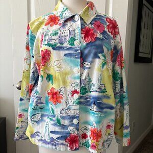 Colorful Long Sleeve Shirt Jacket Coldwater Creek Size L